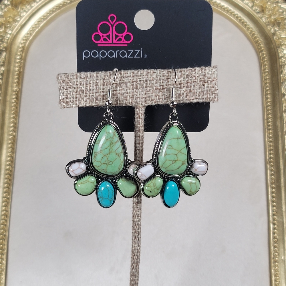 Paparazzi Green and Blue Teardrop Earrings